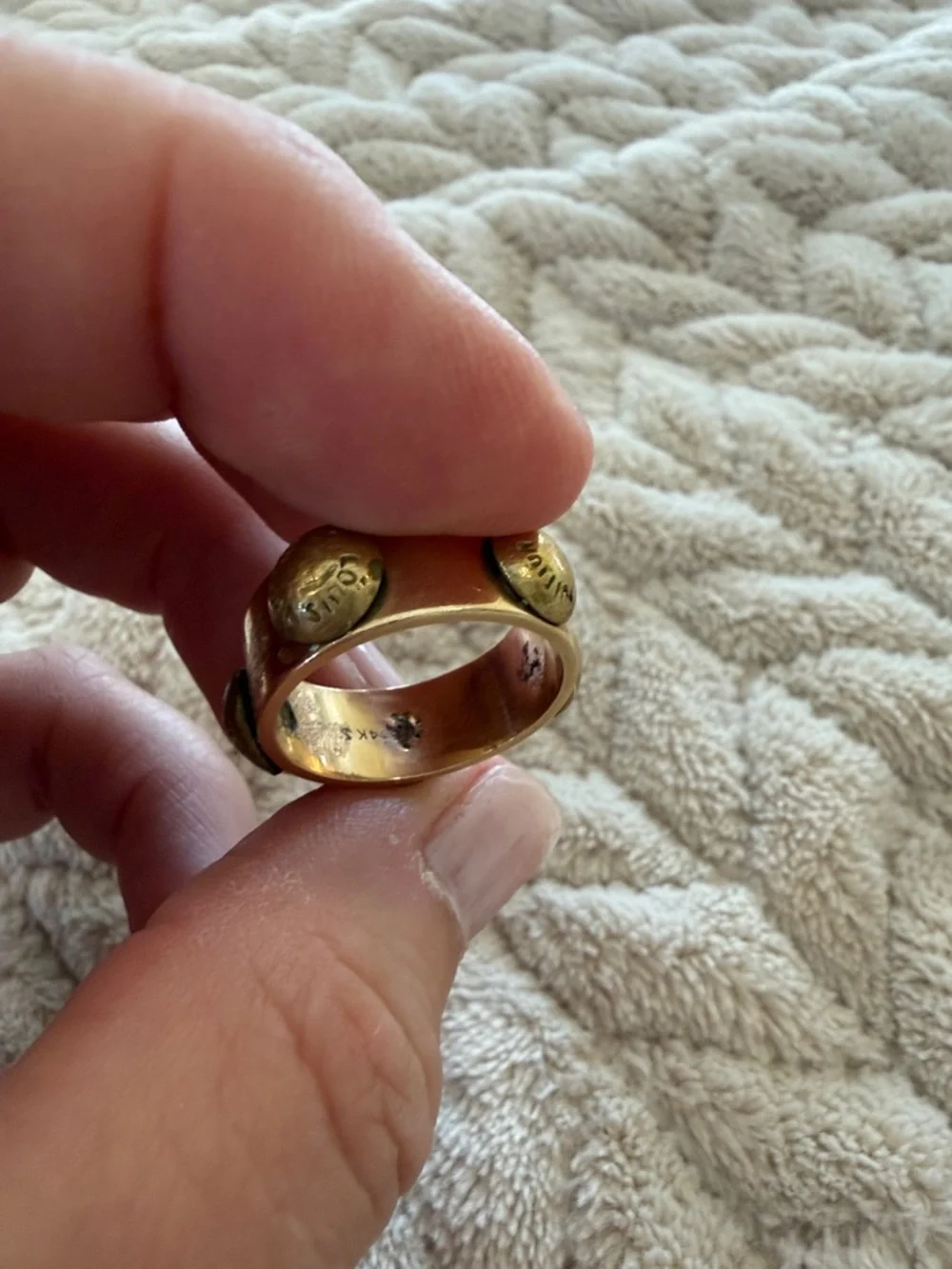 Custom 14k band with Louis Vuitton rivets  Band Ring, size 8